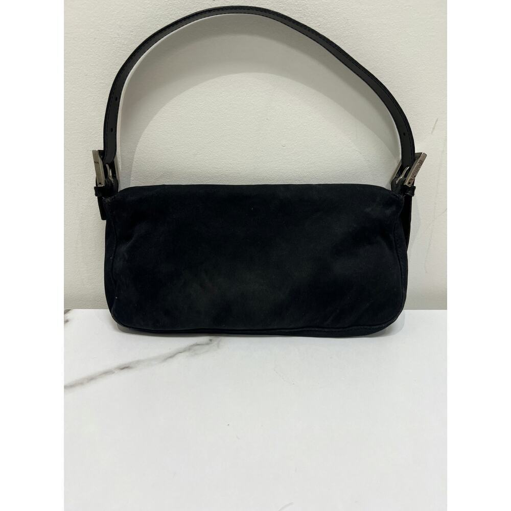 Vintage Fendi Black Suede Baguette Bag with Silver Hardware - Picture 2 of 8